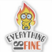 Alles is prima droog humor schildpad illustratie sticker (Voorkant)