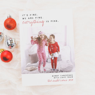 Alles is prima Funny Merry-kerstfoto Feestdagenkaart