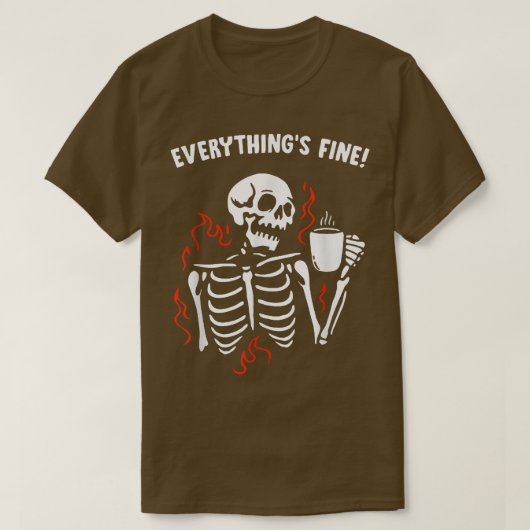 Alles is prima Funny Skeleton Coffee Retro Love T-shirt (Design voorkant)