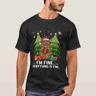 Alles is prima, grappig Capybara Kerstmis T-shirt