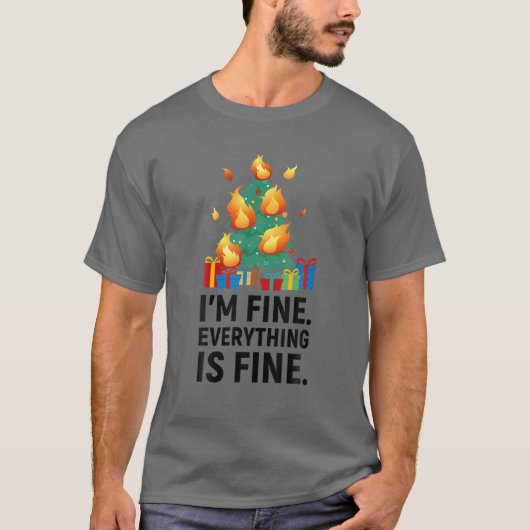Alles is prima, grappige kerstboom X T-shirt (Voorkant)