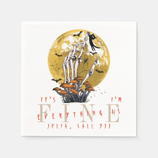 Alles is prima Halloween Skelet Black Cat Servet (Voorkant)