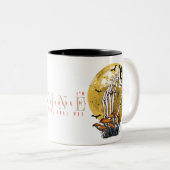 Alles is prima Halloween Skelet Black Cat Tweekleurige Koffiemok (Voorkant rechts)