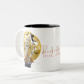 Alles is prima Halloween Skelet Black Cat Tweekleurige Koffiemok (Voorkant links)