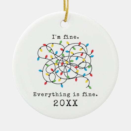 Alles is prima, leuk kerstfeest 2021 keramisch ornament (Voorkant)