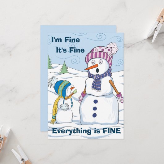 Alles is prima, maar goed, grappige Snowman Flat. Kaart (Voorkant / Achterkant in situ)