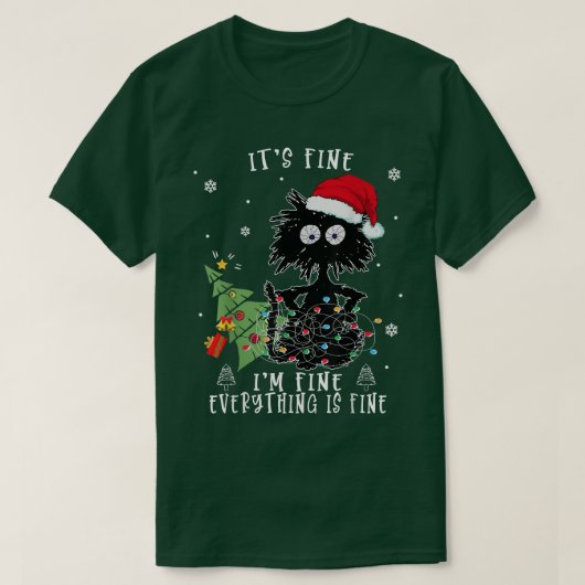 Alles is prima met zwarte katten, kerstmis t-shirt (Design voorkant)