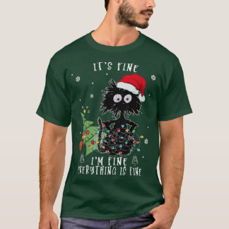 Alles is prima met zwarte katten, kerstmis t-shirt