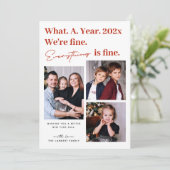 Alles is prima nieuwjaar 3 foto feestdagenkaart (Staand voorkant)