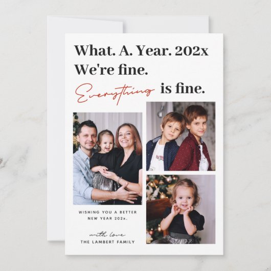 Alles is prima nieuwjaar 3 foto feestdagenkaart (Voorkant)