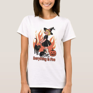 Alles is prima retro heks Halloween grappig T-shirt