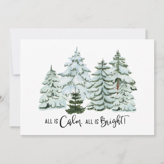 Alles is rustig Alles is helder dennenbomen Feestdagenkaart (Voorkant)