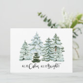 Alles is rustig Alles is helder dennenbomen Feestdagenkaart (Staand voorkant)