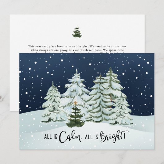 Alles is rustig Alles is helder dennenbomen Feestdagenkaart (Voorkant / Achterkant)