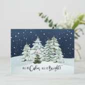 Alles is rustig Alles is helder dennenbomen Feestdagenkaart (Staand voorkant)