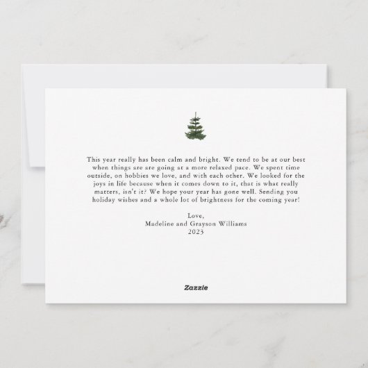 Alles is rustig Alles is helder dennenbomen Feestdagenkaart (Achterkant)