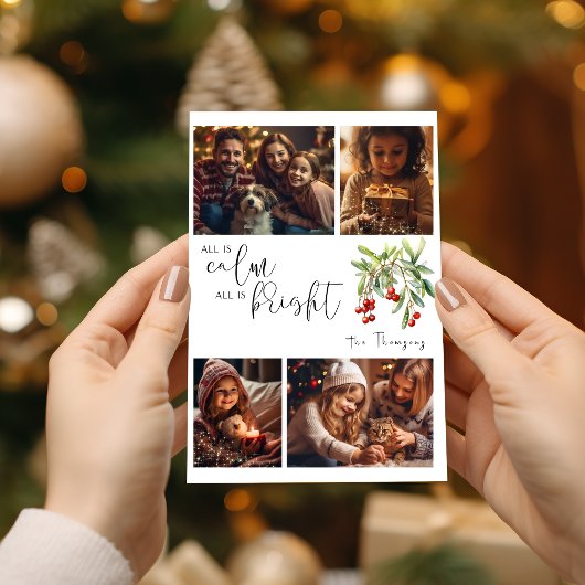 Alles is rustig Alles is helder Kerstmis Foto Groe Feestdagenkaart