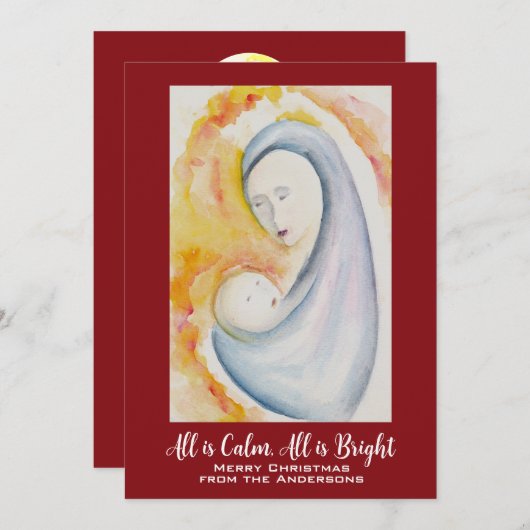Alles is rustig, alles is helder, Madonna en kind Feestdagenkaart (Voorkant / Achterkant)