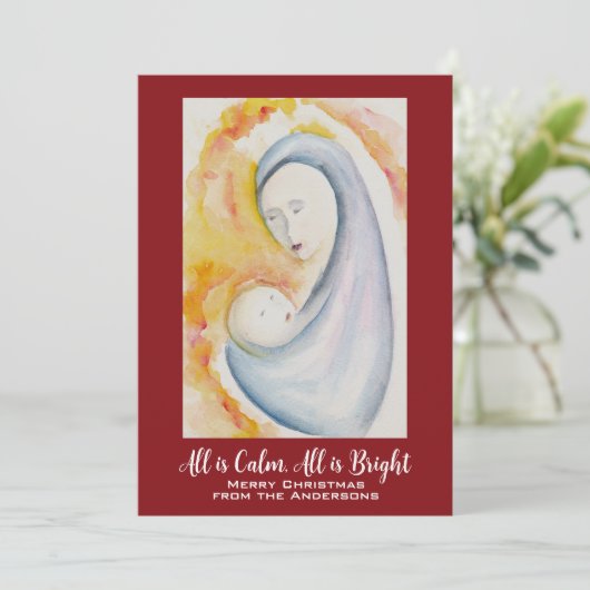 Alles is rustig, alles is helder, Madonna en kind Feestdagenkaart (Staand voorkant)