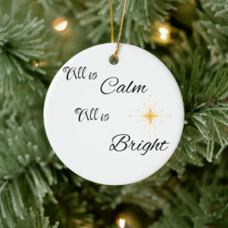 Alles is rustig, alles is helder op een keramisch ornament