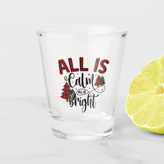 Alles is rustig, alles is helder Plaid kerstboom Shot Glas (Voorkant)