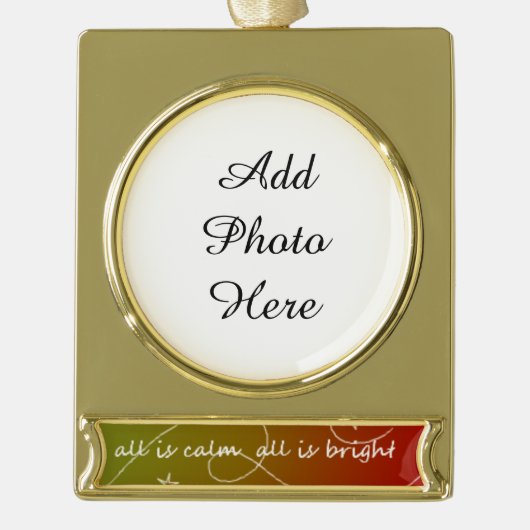 Alles is rustig, alles is helder verguld banner ornament (Voorkant)