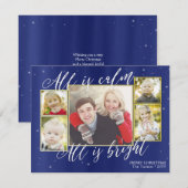 Alles is rustig Christelijk Navy Blue Christmas Fo Feestdagenkaart (Voorkant / Achterkant)