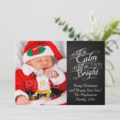 Alles is rustig en helder krijtbord Kerstmis Foto Feestdagenkaart (Staand voorkant)