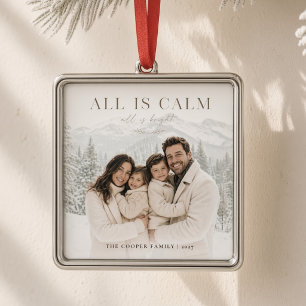 Alles is rustig Persoonlijke familiefoto Kerstmis Metalen Ornament