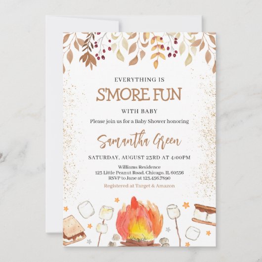 Alles is S'more Fun Baby shower Kaart (Voorkant)