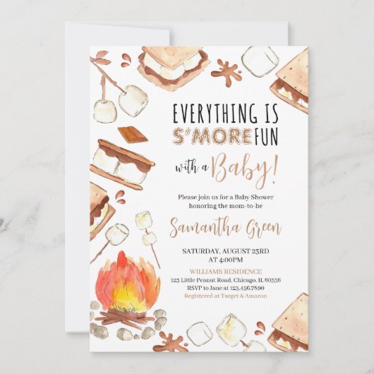 Alles is S'more Fun Baby shower Kaart (Voorkant)