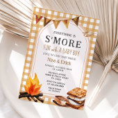 Alles is S'more Fun Gingham Baby shower Kaart