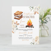 Alles is S'more Fun White Floral Baby shower Kaart (Staand voorkant)