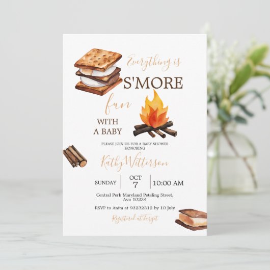 Alles is S'more leuk kampvuur met Baby shower Kaart (Staand voorkant)
