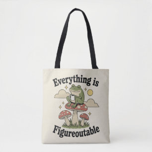 Alles is uit te vogelen kikker met koffie tote bag