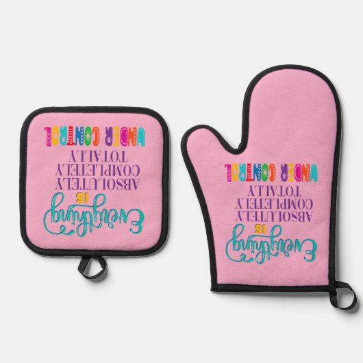 Alles is volledig onder controle ovenwant & pannenlap set (Voorkant)