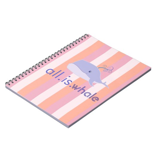 Alles is walvis (blauw, roze strepen) notitieboek (Linkerzijde)