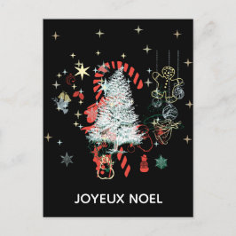 Alles Kerst Joyeux Noel Candy Cane Zwart Feestdagenkaart