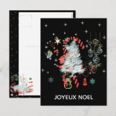 Alles Kerst Joyeux Noel Candy Cane Zwart Feestdagenkaart (Voorkant / Achterkant)