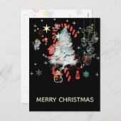 Alles Kerstsnoep Cane Trees Zwart Feestdagenkaart (Voorkant / Achterkant)