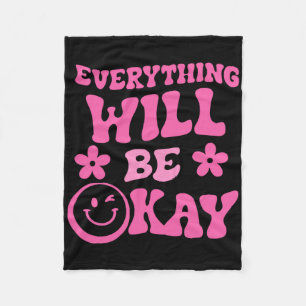 Alles komt goed met Retro Groovy Mental Health A Fleece Deken