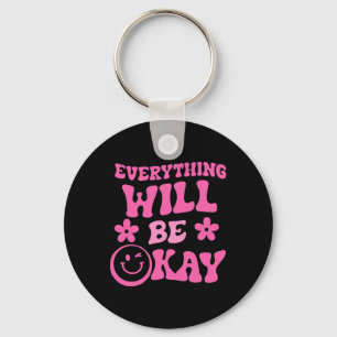 Alles komt goed met Retro Groovy Mental Health A Sleutelhanger