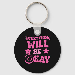 Alles komt goed Retro groovy geestelijke gezondhei Sleutelhanger