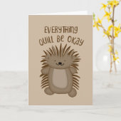 Alles komt goed Schattigee Cartoon stekelvarken Kaart (Gele Bloem)