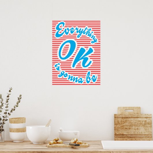 Alles komt goed, typografie poster, rood, poster (Keuken)