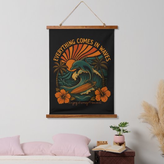 Alles komt terug in de golven hangend wandkleed (Slaapkamer)