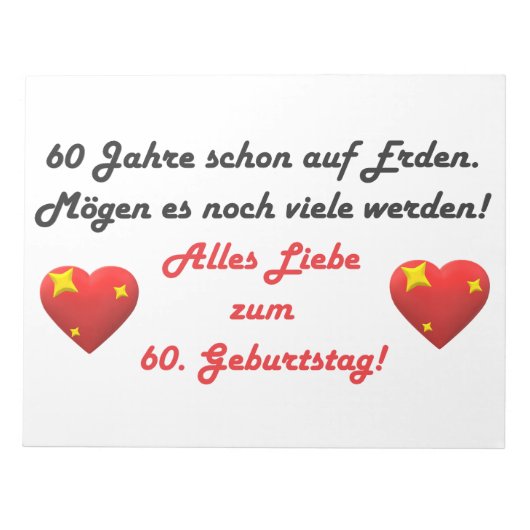 Alles liebe 60. Geburtstag-Spruch Notitieblok (Voorkant)