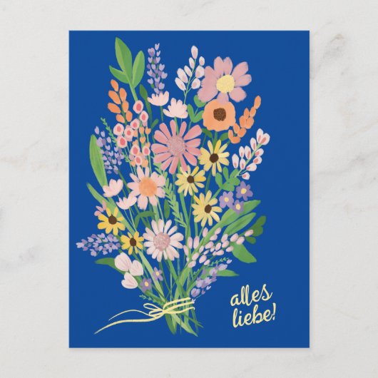 Alles Liebe Wildblumen süß Gouache Glückwunsch Briefkaart (Voorkant)