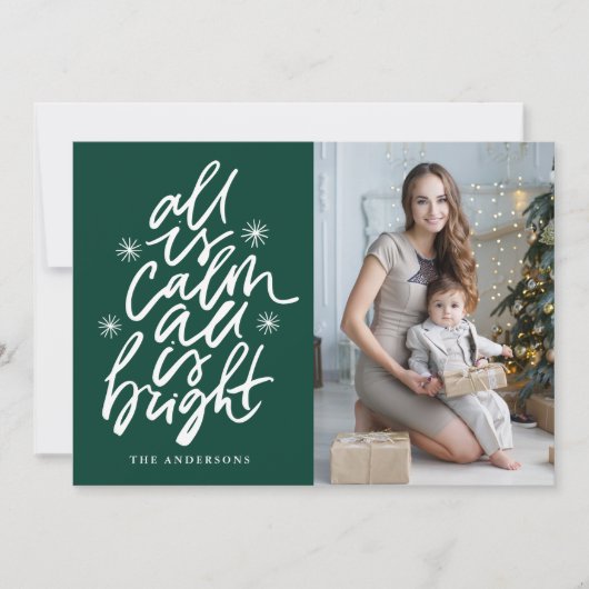 Alles met de hand is kalm, alles is helder groen feestdagenkaart (Voorkant)