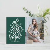 Alles met de hand is kalm, alles is helder groen feestdagenkaart (Staand voorkant)